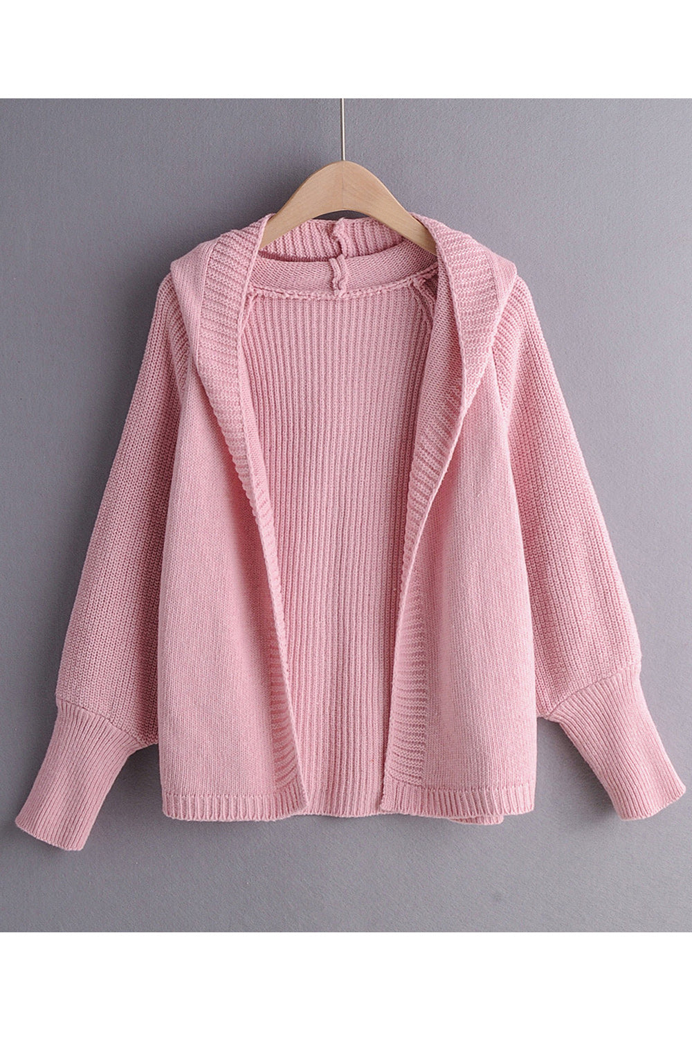 Women Solid Pattern Knitted Style Long Sleeve Warm Hoodie