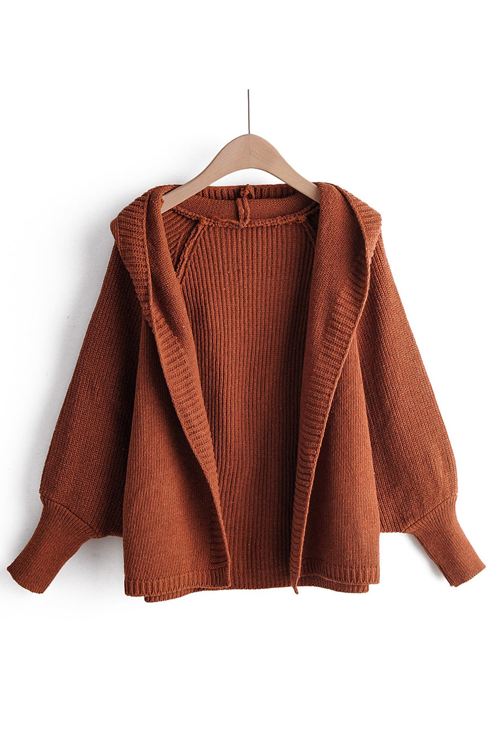 Women Solid Pattern Knitted Style Long Sleeve Warm Hoodie