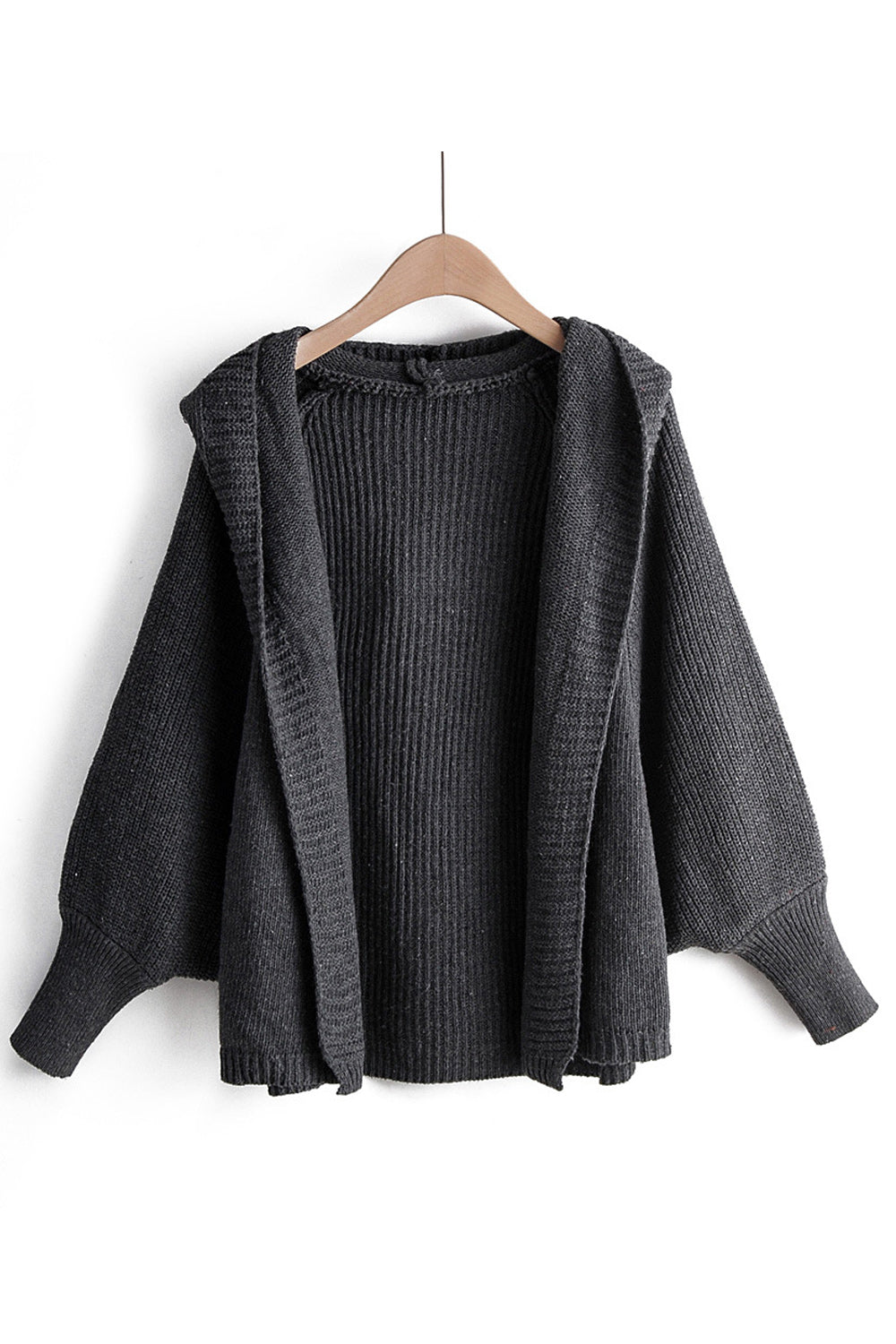 Women Solid Pattern Knitted Style Long Sleeve Warm Hoodie