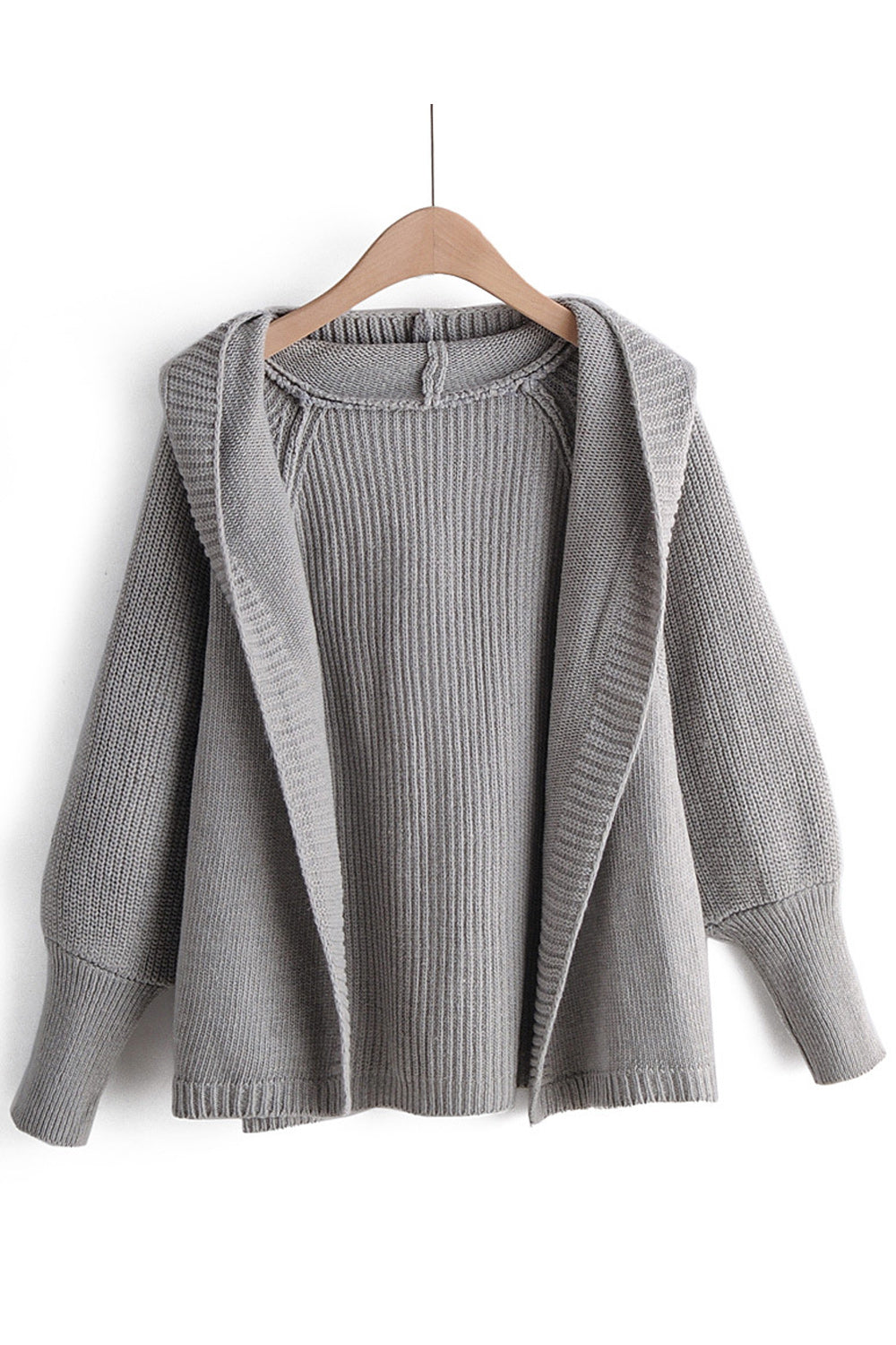Women Solid Pattern Knitted Style Long Sleeve Warm Hoodie