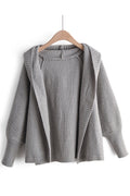 Women Solid Pattern Knitted Style Long Sleeve Warm Hoodie