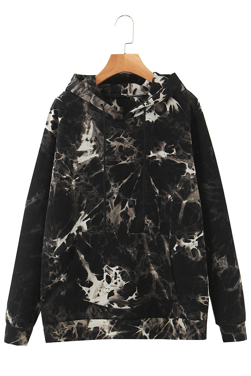 Women Casual Loose Fit Tie Dye Printed Hat Neck Hoodie