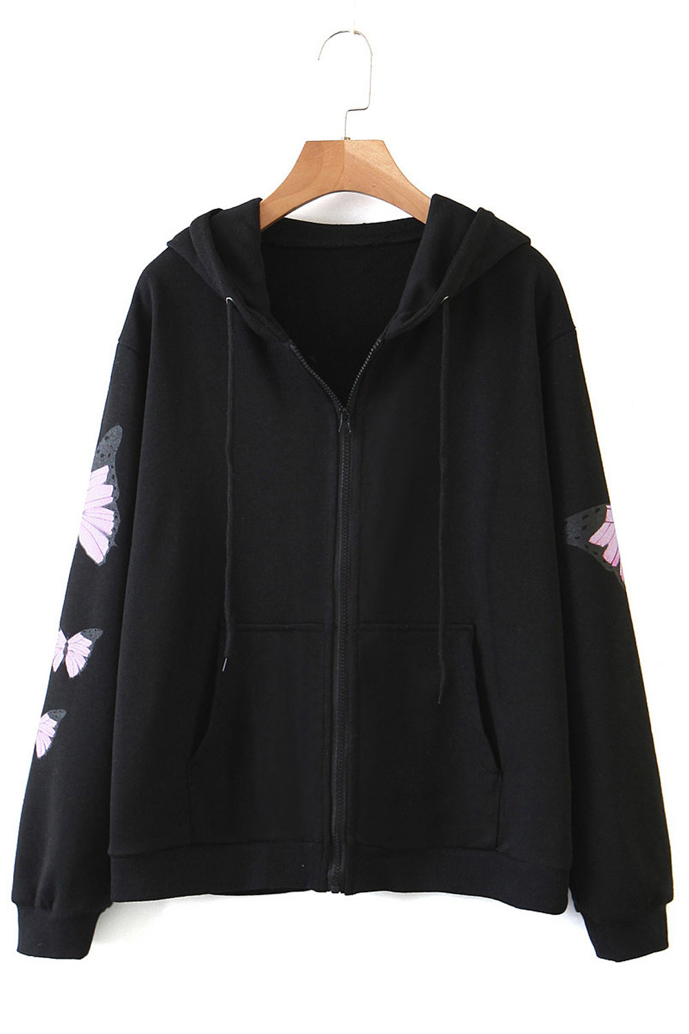 Women Casual Adjustable Hood Full Zipper Long Sleeve Hoodie