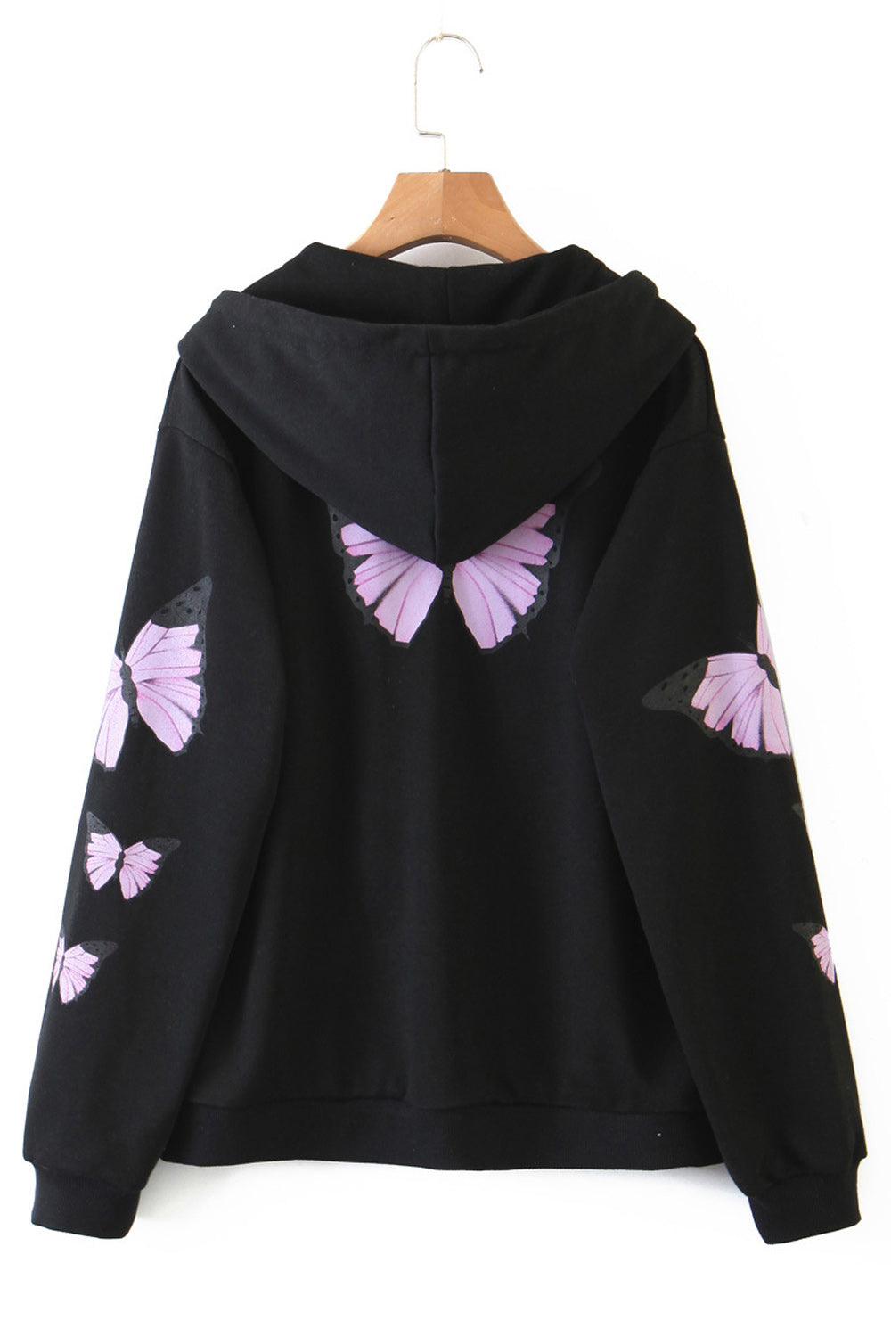 Women Casual Adjustable Hood Full Zipper Long Sleeve Hoodie
