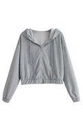 Women Zipper Closure Elasticated Hem Long Sleeve Stylish Hoodie