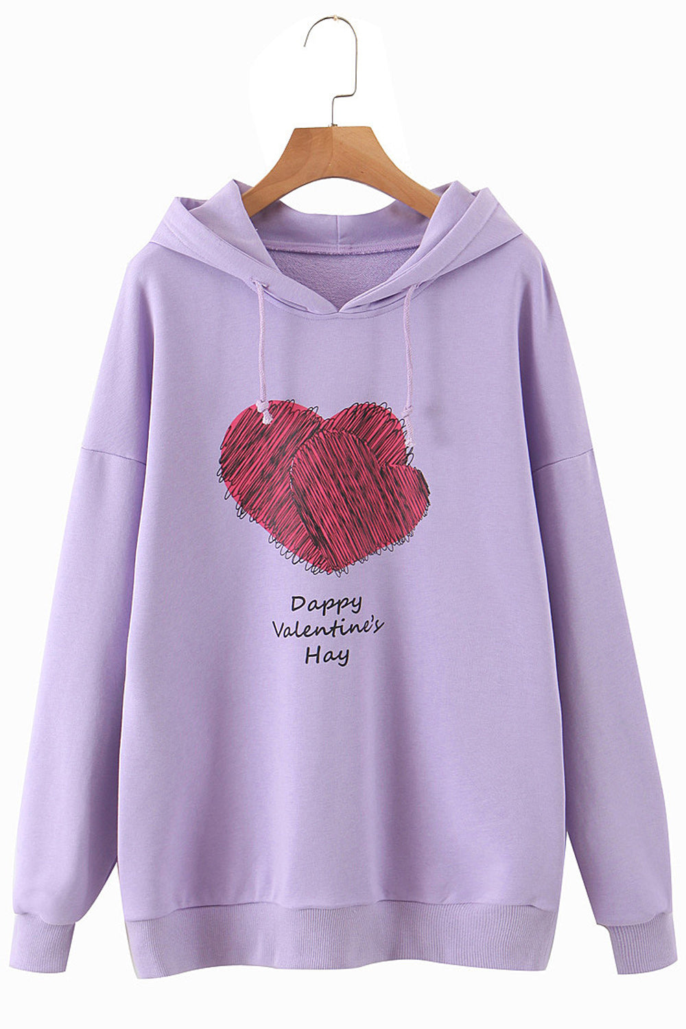 Women Printed Style Long Sleeve Ribbed Cuff Elegant Hoodie