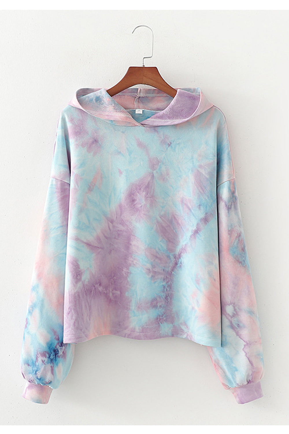 Women Cozy Ribbed Cuff Classy Tie Dye Pattern Hoodie