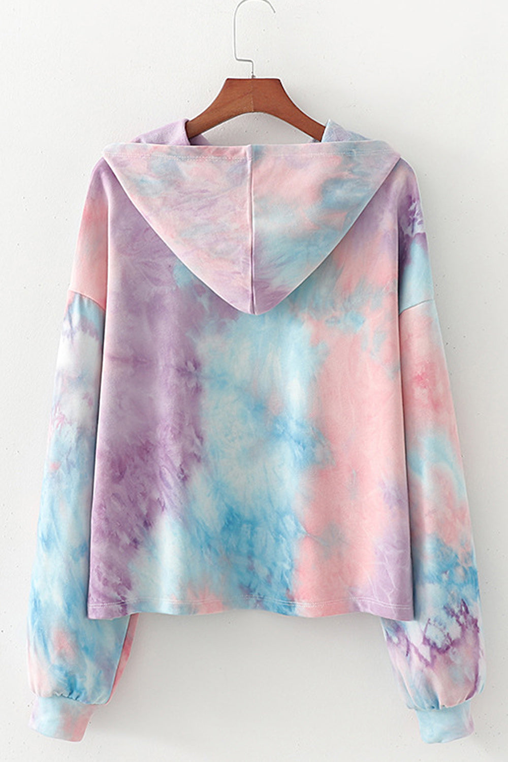 Women Cozy Ribbed Cuff Classy Tie Dye Pattern Hoodie