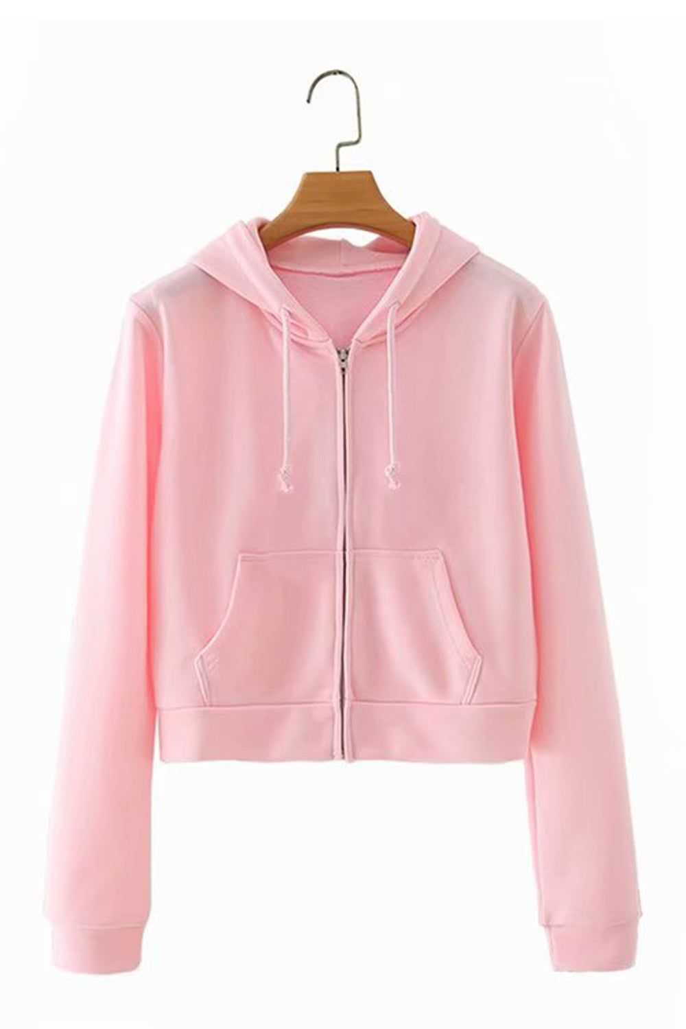 Women Elegant Solid Pattern Pocket Style Long Sleeve Warm Autumn Hoodie