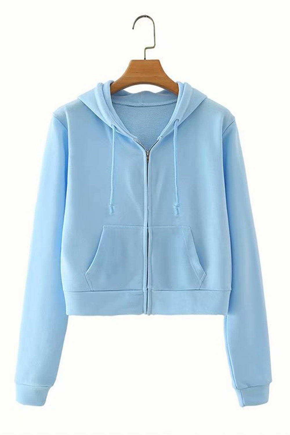 Women Elegant Solid Pattern Pocket Style Long Sleeve Warm Autumn Hoodie