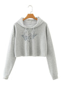 Women Elegant Solid Colored Stylish Long Sleeve Printed Style Hoodie