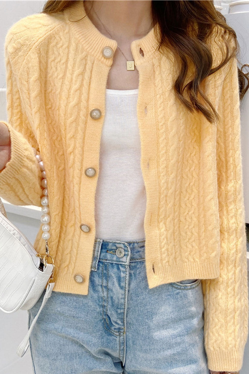 Women Solid Button Down Full Sleeve Modern Cardigan