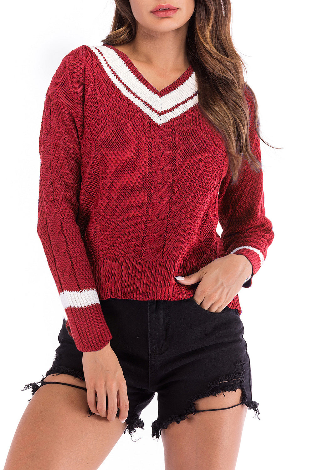 Women Striped Long Sleeve Warm Fall & Winter Sweater