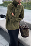 Women All Match Solid Color Pullover Long Sleeve Warm Sweater
