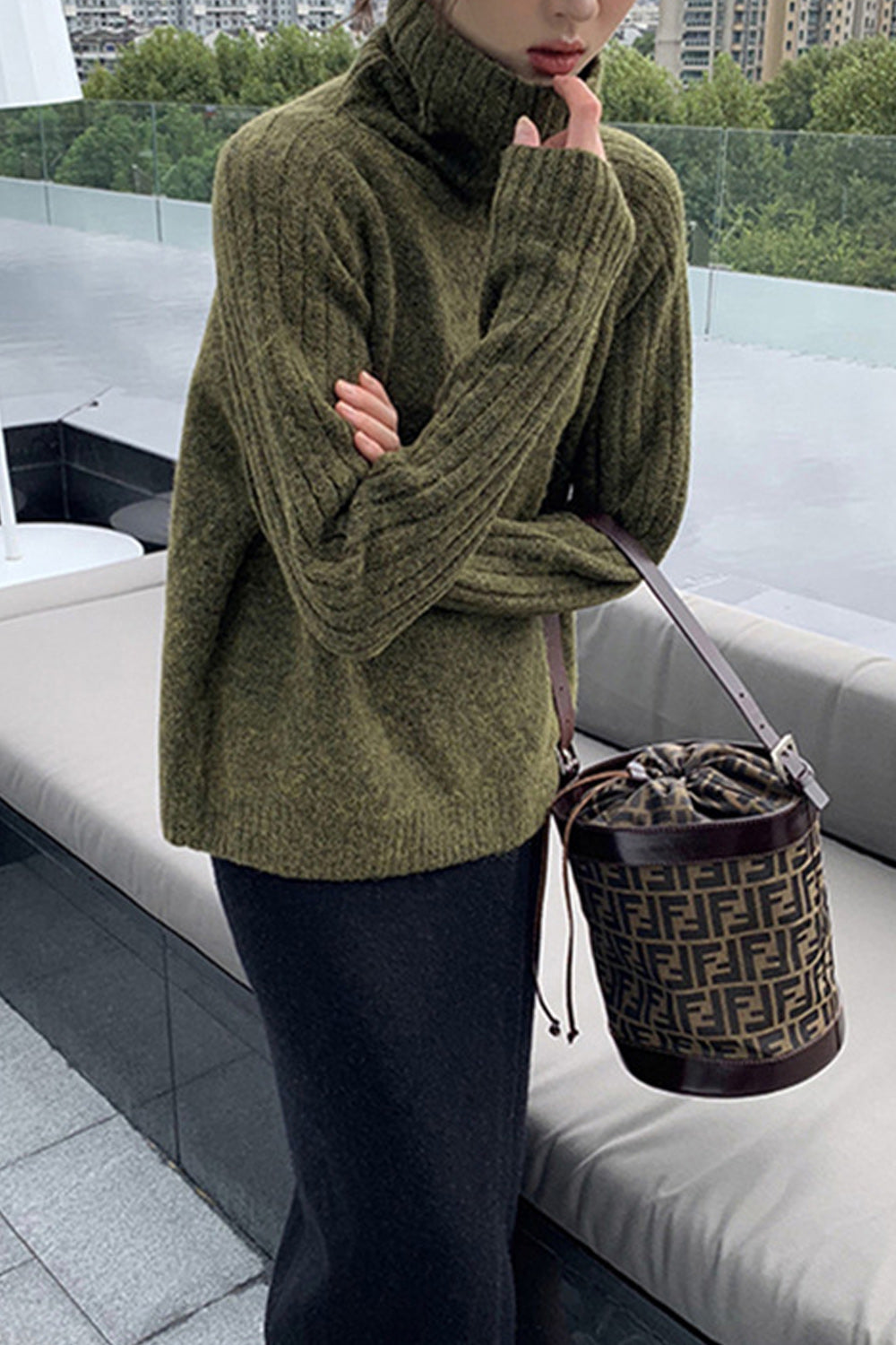 Women All Match Solid Color Pullover Long Sleeve Warm Sweater