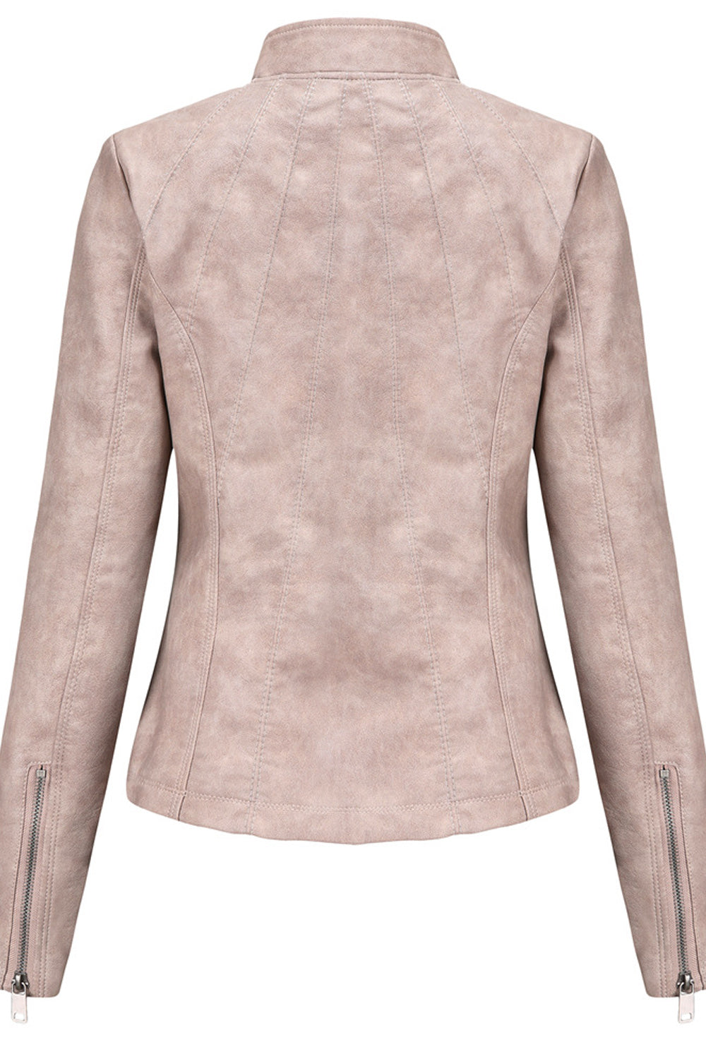 Women Slim Fit Style Long Sleeve Convenient Leather Jacket