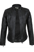 Women Regular Fit Stand Collar Long Sleeve Easy Zipper Closure Leather Jacket