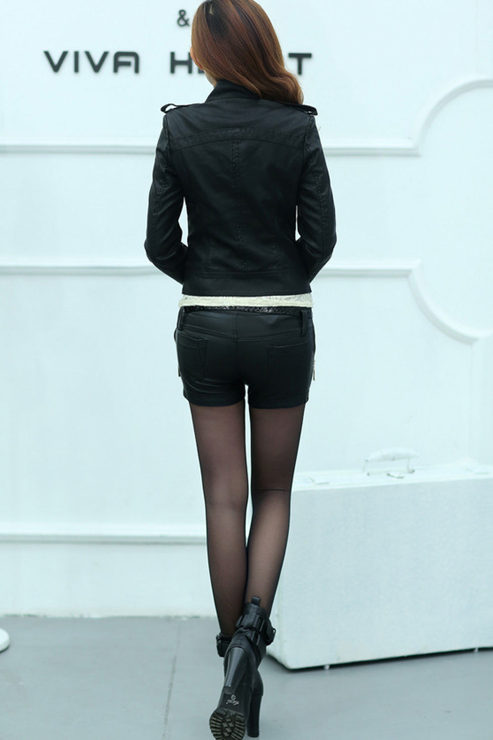 Women Classy Long Sleeve Warm Trendy Zipper Pocket Casual Leather Jacket