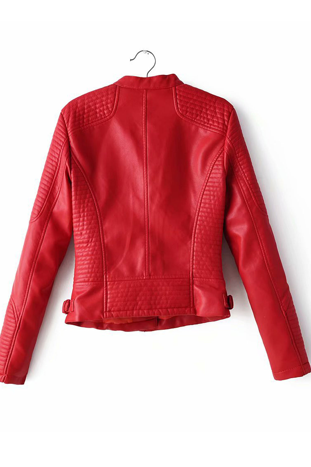 Women Regular Fit Long Sleeve Zipper Closure Elegant Styled Leather Jacket