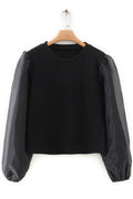 Women Round Neck Lantern Long Sleeve Comfortable Sweatshirt