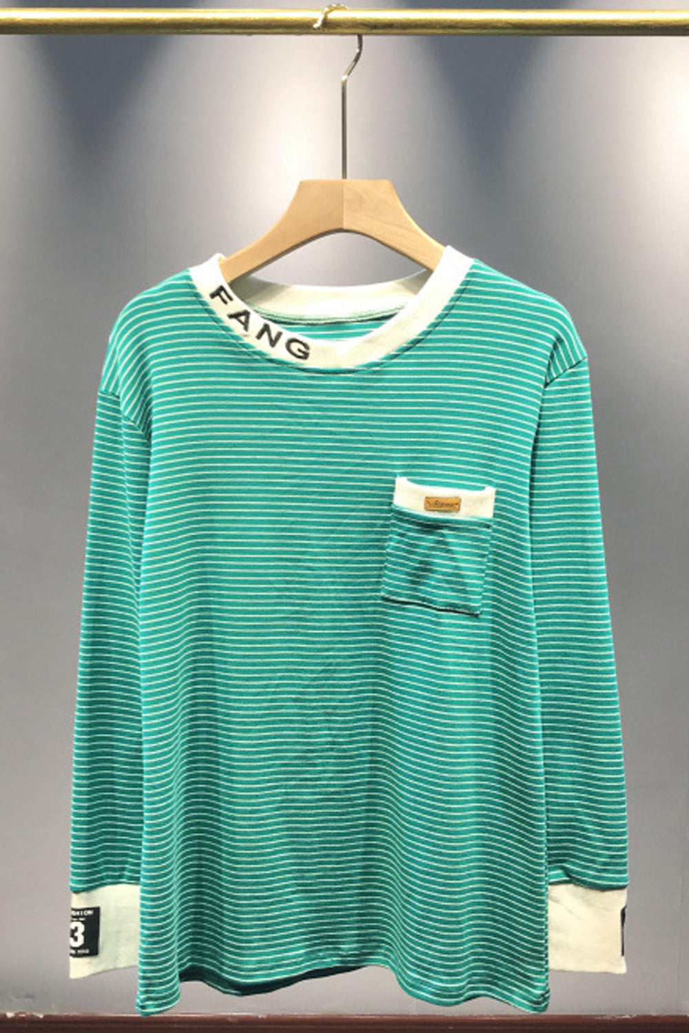 Women Round Neck Comfortable Long Sleeve Striped Pattern Sweatshirt