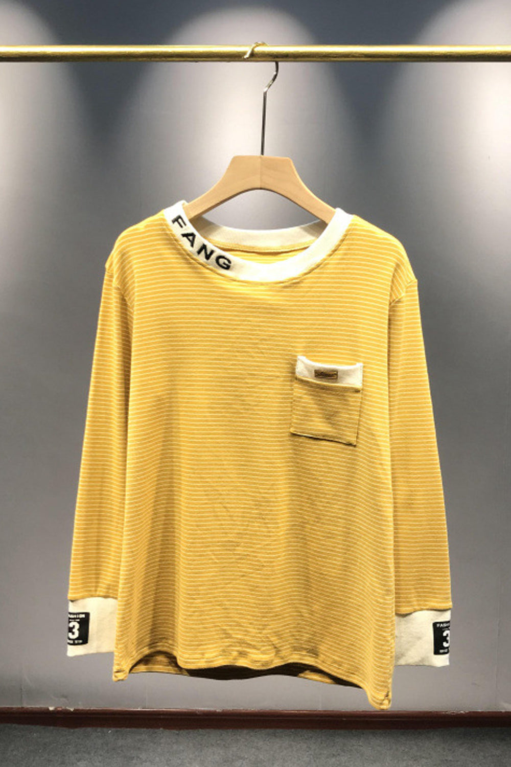 Women Round Neck Comfortable Long Sleeve Striped Pattern Sweatshirt