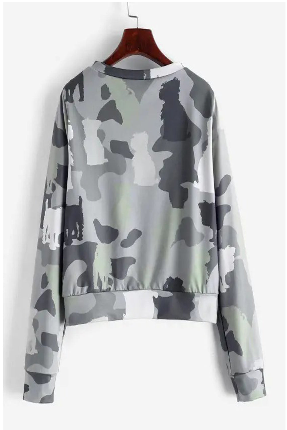 Women Fashionable Camouflage Printed Easy Round Neck Loose Sweatshirt
