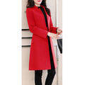 Women Stylish Solid Color Small Collar front Open Coat