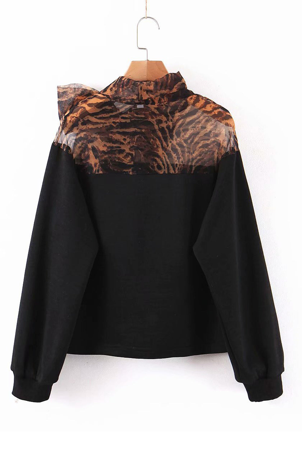 Women Ribbed Cuff Long Sleeve Leopard Printed Charming Sweatshirt
