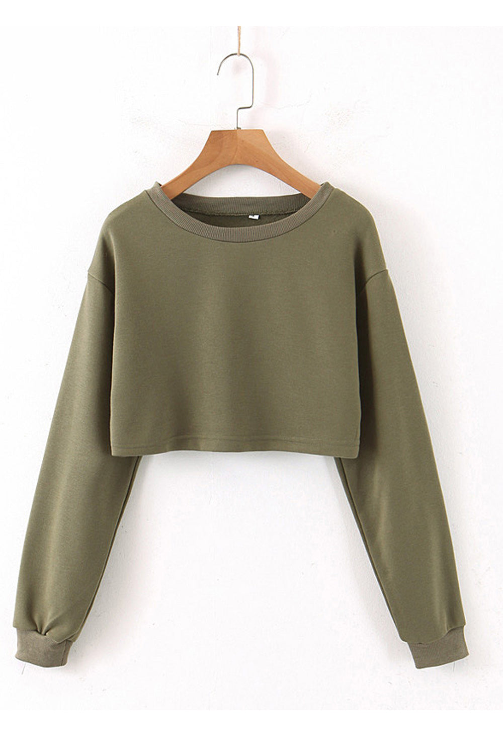 Women Short Length Round Neck Ribbed Cuff Long Sleeve Elegant Sweatshirt