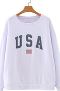Women Letter Printed Ribbed Hem Long Sleeve Convenient Sweatshirt