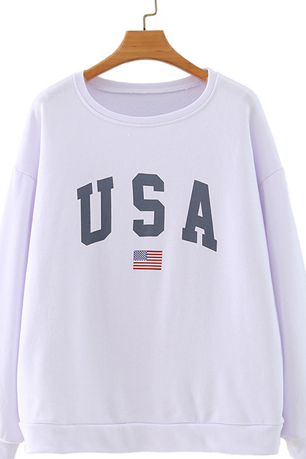 Women Letter Printed Ribbed Hem Long Sleeve Convenient Sweatshirt