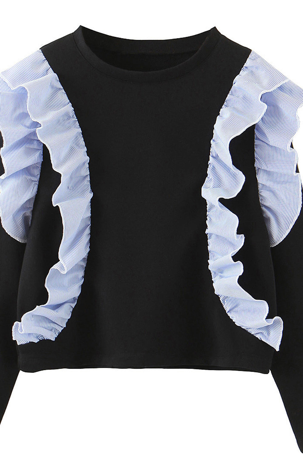 Women Round Neck Ruffled Style Long Sleeve Magnificent Sweatshirt