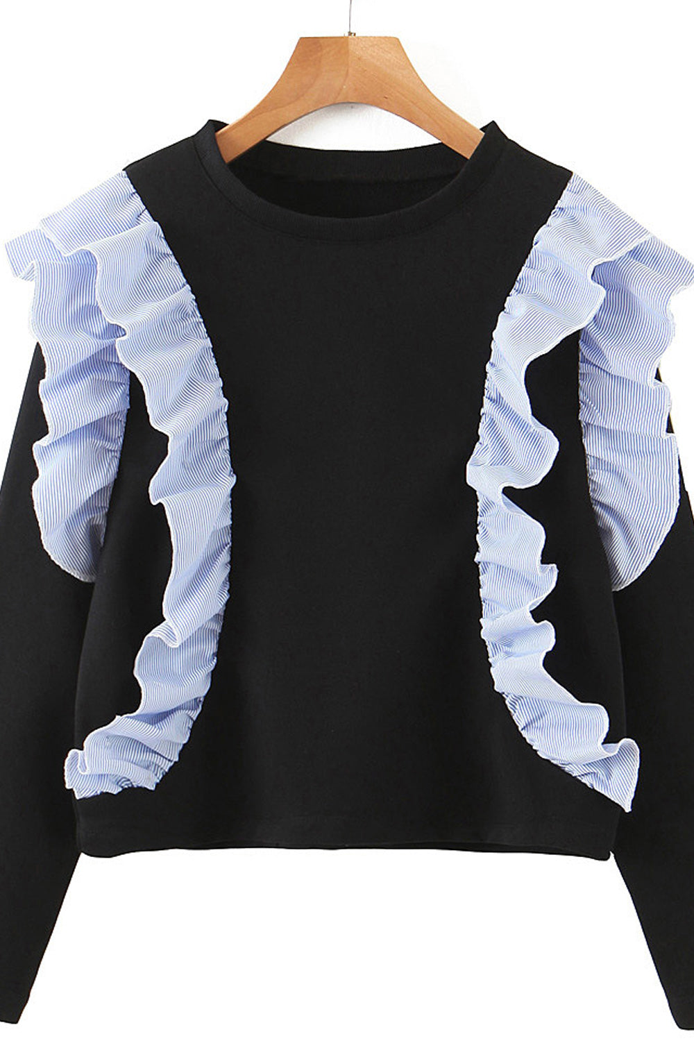 Women Round Neck Ruffled Style Long Sleeve Magnificent Sweatshirt
