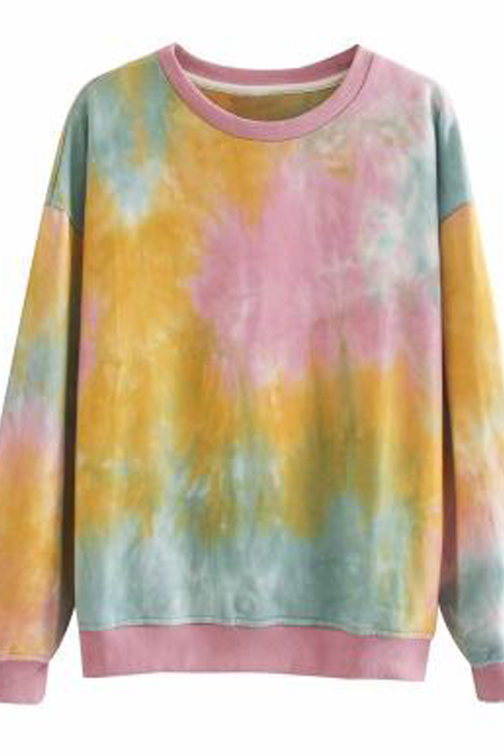 Women Ribbed Cuff Elegant Shaded Color Style Sweatshirt