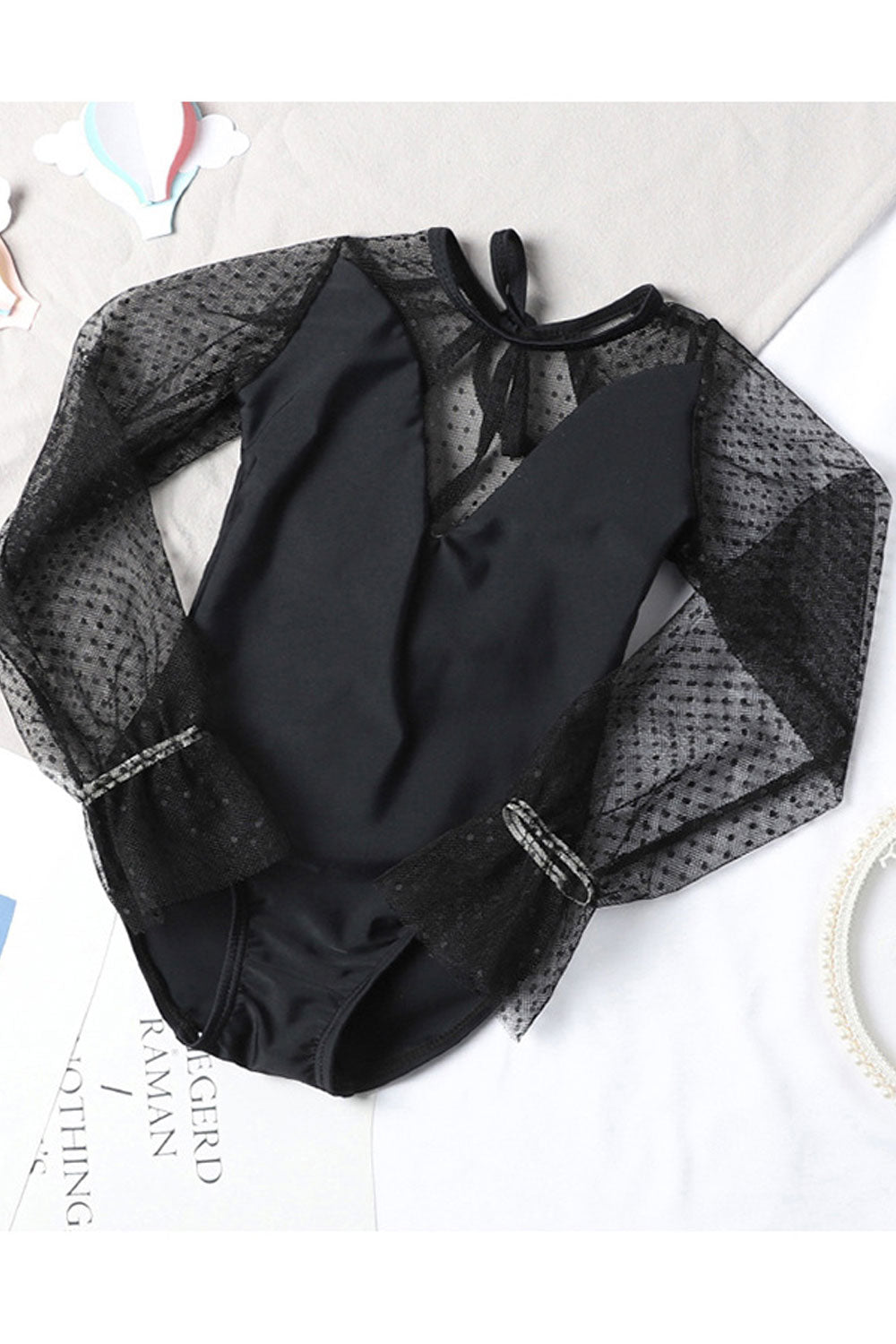 Baby Girls Transparent Long Sleeve Round Neck One Piece Swimsuit