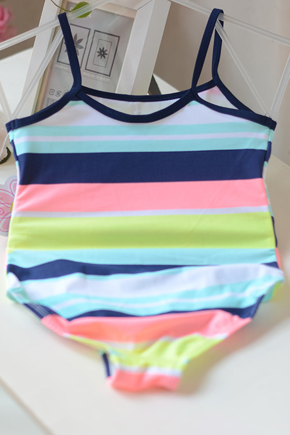 Baby Girls Cute Multi Colors Striped Pattern One Piece swimsuit