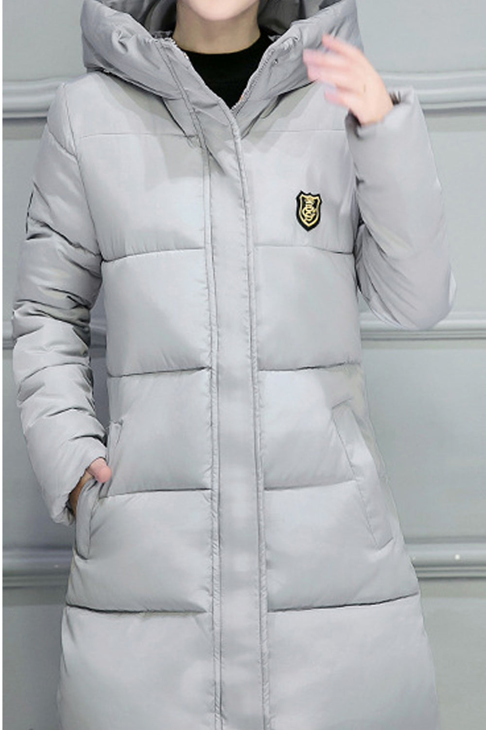 Women Hooded Neck Slim Fit Cozy Solid Colored Elegant Padded Jacket