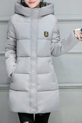 Women Hooded Neck Slim Fit Cozy Solid Colored Elegant Padded Jacket