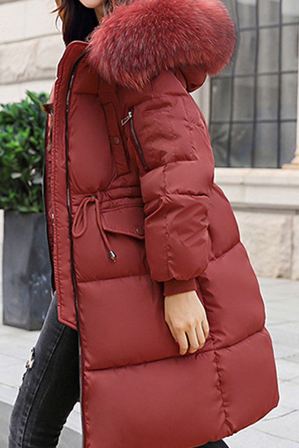 Women Easy Zipper Closure Solid Colored Long Sleeve Thick Padded Jacket