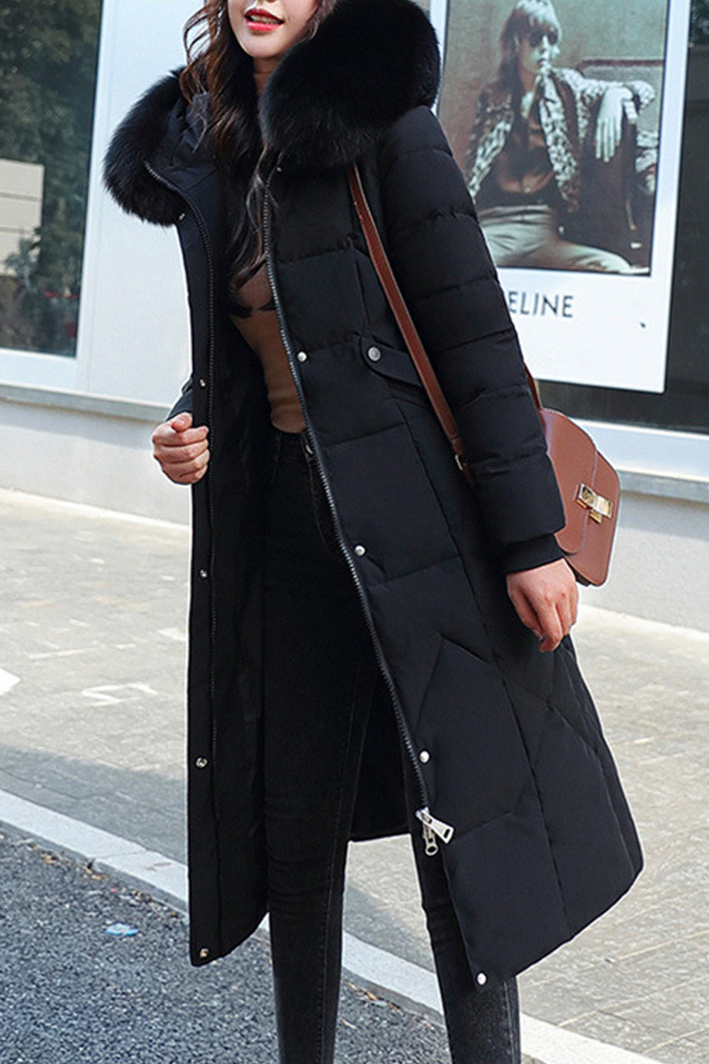 Women Elegant Solid Colored Hooded Neck Long Sleeve Padded Jacket