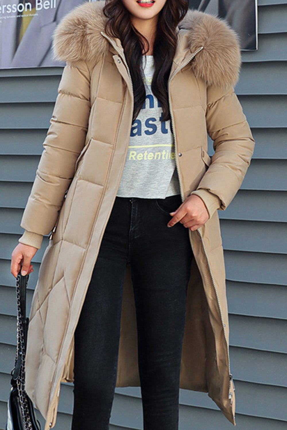 Women Elegant Solid Colored Hooded Neck Long Sleeve Padded Jacket