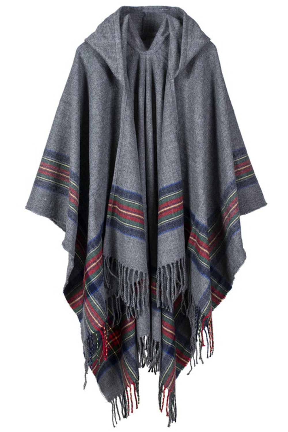 Women Striped Pattern Charming Tassel Hem Cozy Shawl