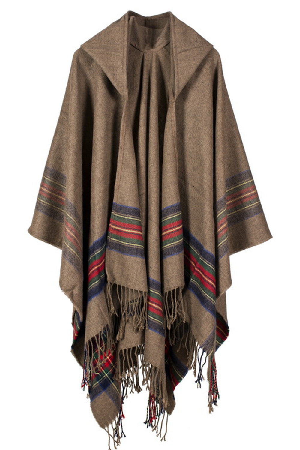 Women Striped Pattern Charming Tassel Hem Cozy Shawl