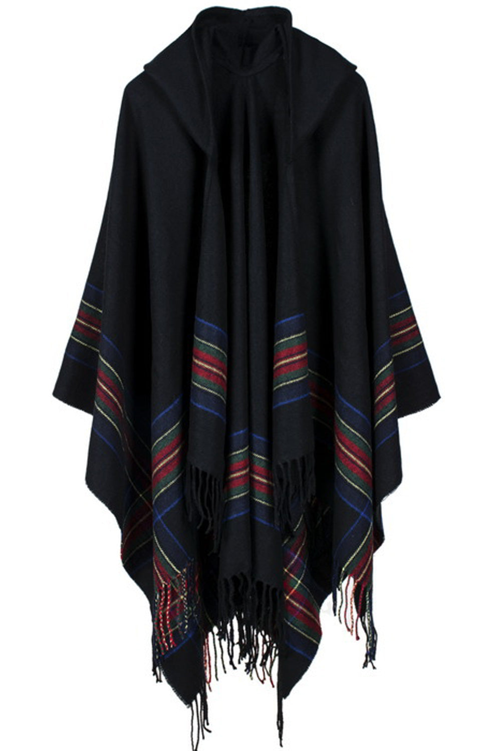 Women Striped Pattern Charming Tassel Hem Cozy Shawl