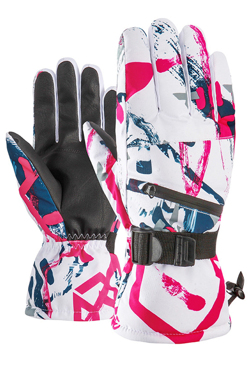 Women Windproof Waterproof Graffiti Printed Warm Ski Gloves