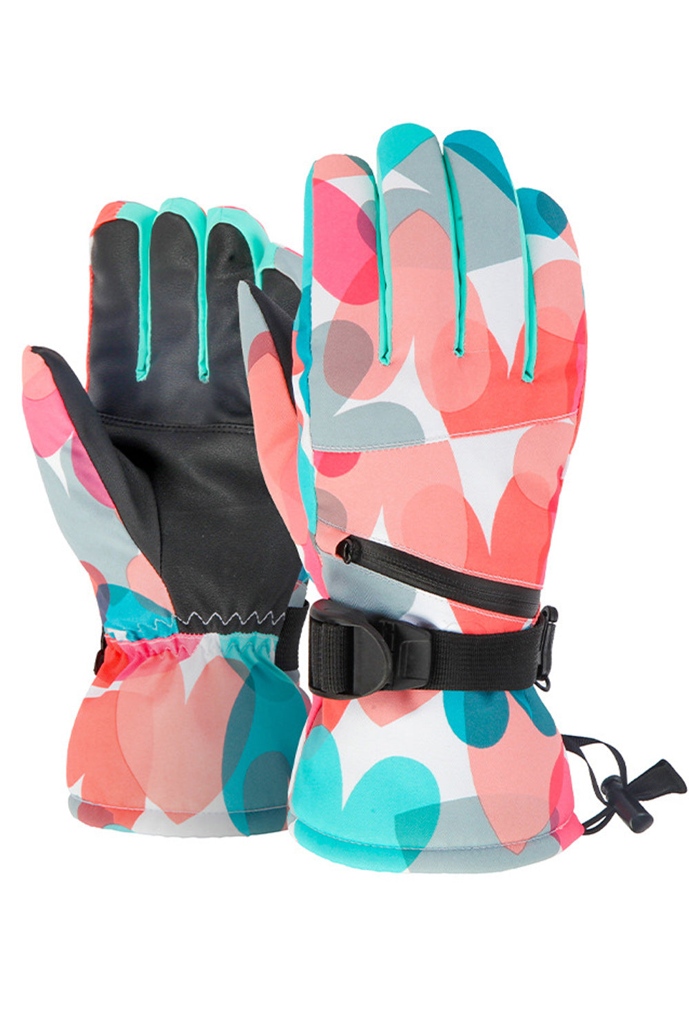 Women Windproof Waterproof Graffiti Printed Warm Ski Gloves
