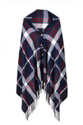 Women Fashionable Plaid Pattern Button Closure Comfortable Shawl