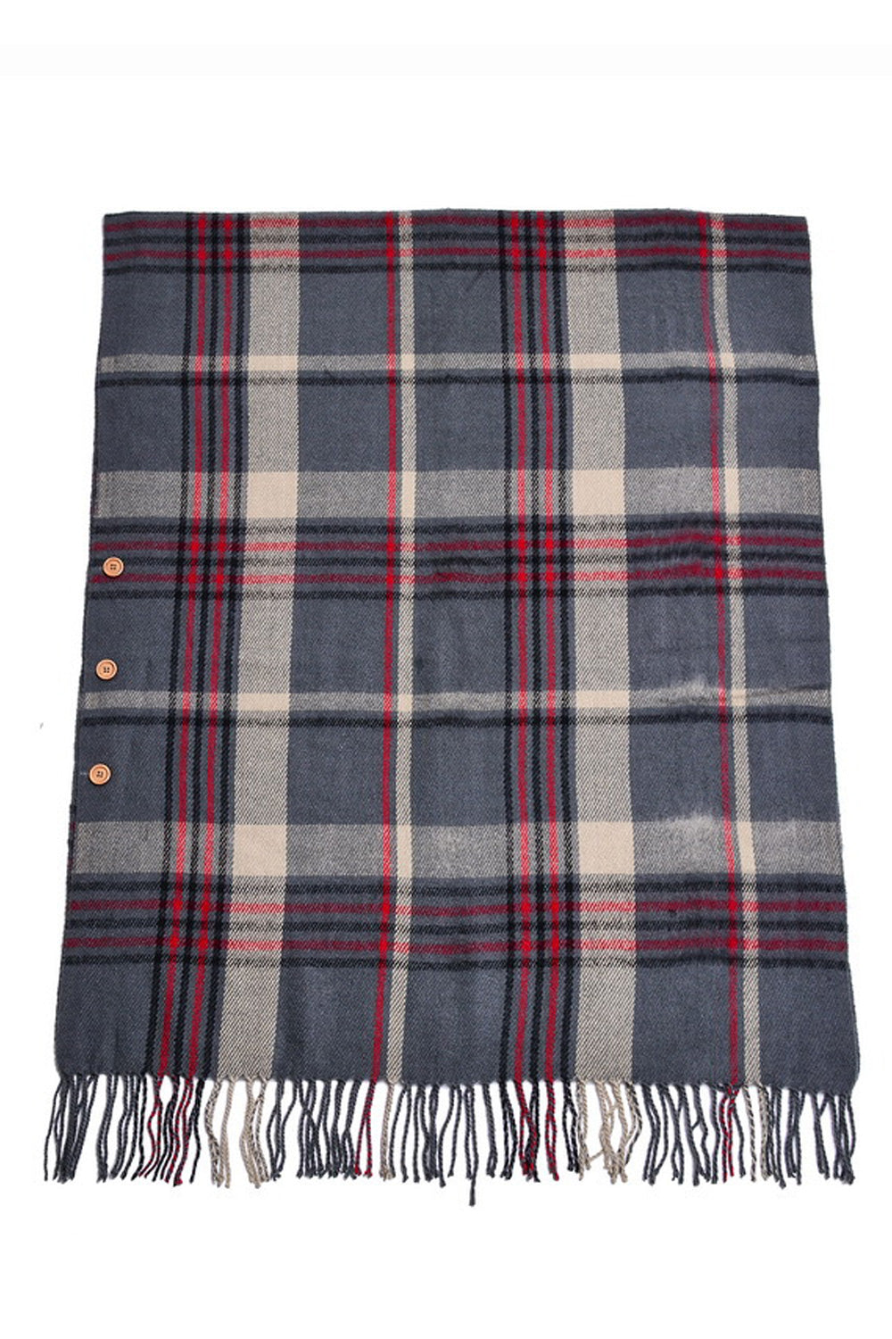 Women Fashionable Plaid Pattern Button Closure Comfortable Shawl