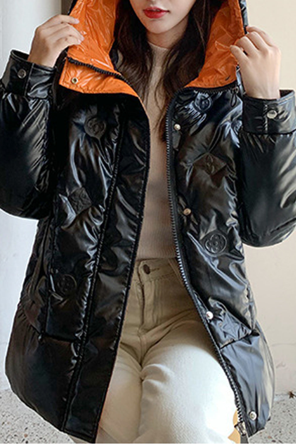 Women Warm Long Sleeve Charming Hooded Style Winter Padded Jacket